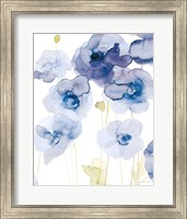 Framed Delicate Poppies III Blue
