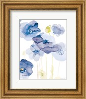 Framed Delicate Poppies II Blue