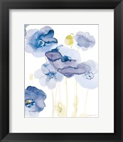 Framed Delicate Poppies II Blue