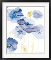 Framed Delicate Poppies II Blue