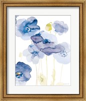 Framed Delicate Poppies II Blue