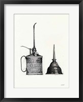 Oil Cans with Color Crop Framed Print