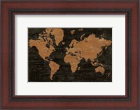 Framed Map of the World Industrial No Words