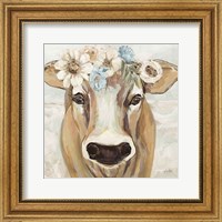 Framed Beau with Flowers Neutral