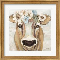 Framed Beau with Flowers Neutral
