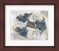 Framed Hydrangea Wreath Blue