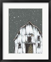 Framed Winter Night Barn