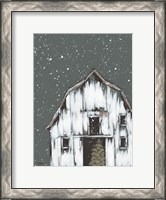 Framed Winter Night Barn