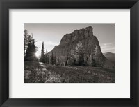 Framed Boulder Pass Glacier National Park BW