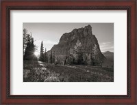 Framed Boulder Pass Glacier National Park BW