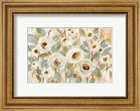 Framed White Gold and Sage Floral