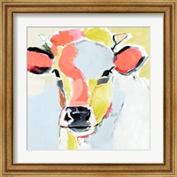 Framed 'Pastel Cow II' border=
