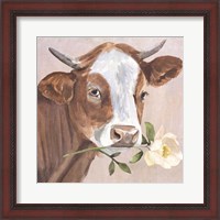 Framed Peony Cow II