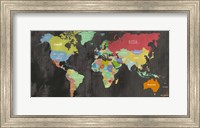 Framed Modern Map of the World  (chalkboard, detail)