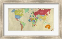 Framed Modern Map of the World  (detail)