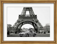 Framed Roadster Under the Eiffel Tower (BW)