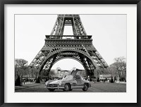 Framed Roadster Under the Eiffel Tower (BW)