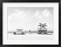 Framed Waiting for the Waves, Miami Beach (BW)