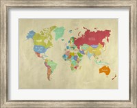 Framed Modern Map of the World