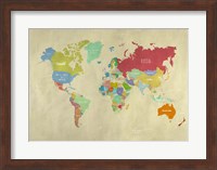 Framed Modern Map of the World