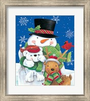 Framed Snowman and Friends