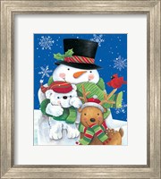 Framed Snowman and Friends