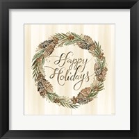Framed Sage Happy Holidays Wreath