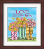 Framed Love Blooms Here Wellies