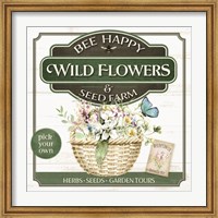 Framed Bee Happy Wildflowers