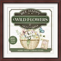 Framed Bee Happy Wildflowers