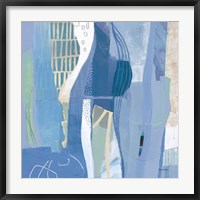 Framed Abstract Layers I Blue