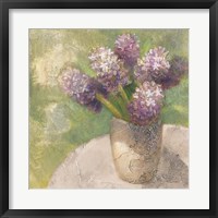 Framed Purple Hyacinths in Vase Green