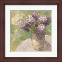 Framed Purple Hyacinths in Vase Green