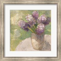 Framed Purple Hyacinths in Vase Green