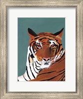 Framed Colorful Tiger on Teal