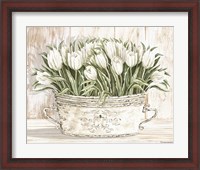 Framed Tulips in White Chipped Pail