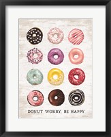Framed Donut Worry - Be Happy