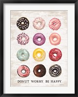 Framed Donut Worry - Be Happy