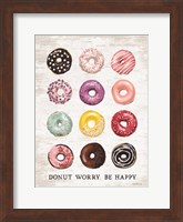 Framed Donut Worry - Be Happy