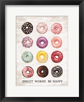 Framed Donut Worry - Be Happy