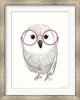 Framed Owl in Pink Glasses