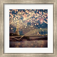 Framed Love Wish Lanterns Over Paris