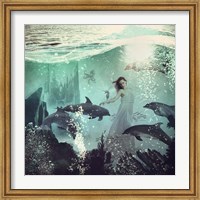 Framed Sea Unicorn Lady