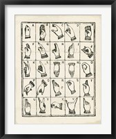Framed Vintage Sign Language Alphabet
