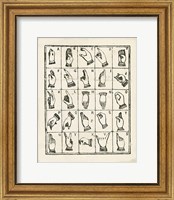 Framed Vintage Sign Language Alphabet