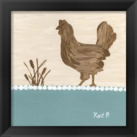 Framed 'Out to Pasture I  Brown Chicken' border=