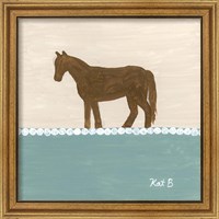 Framed 'Out to Pasture II  Brown Horse' border=