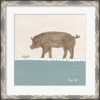 Framed 'Out to Pasture III  Brown Pig' border=