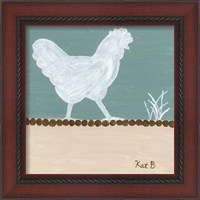 Framed 'Out to Pasture IV  White Chicken' border=