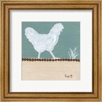Framed 'Out to Pasture IV  White Chicken' border=